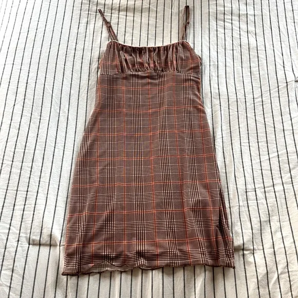 open lace back dress Clementine Plaid Mesh Dress ~ Handmade Large